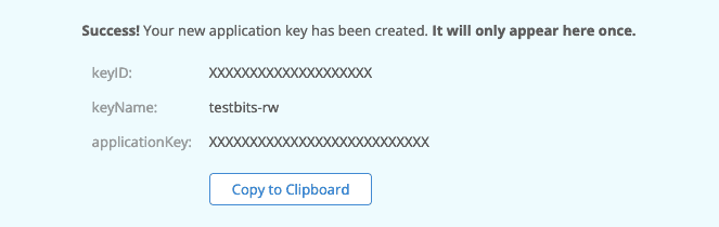 Example of the format API key credentials are provided in