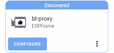 Screenshot showing the newly created Bluetooth proxy being discovered by Home Assistant