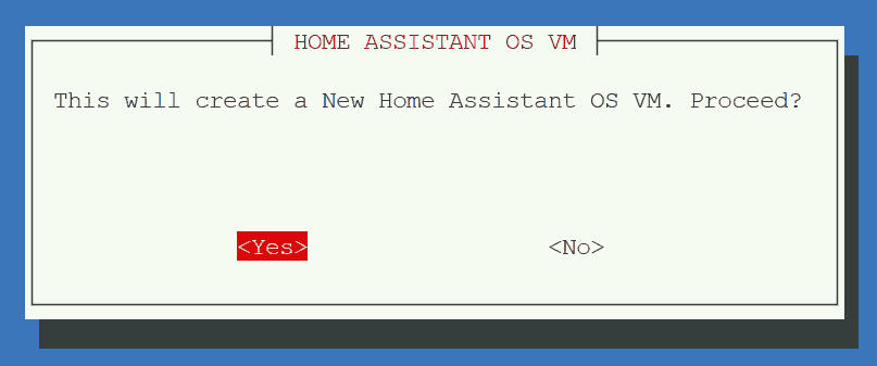 Screenshot of the Proxmox Home Assistant Setup Script: asking if you want to proceed