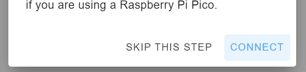 Screenshot showing the 'skip this step' and 'connect' buttons.