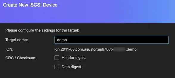 Create iSCSI Targets on an ASUSTOR NAS