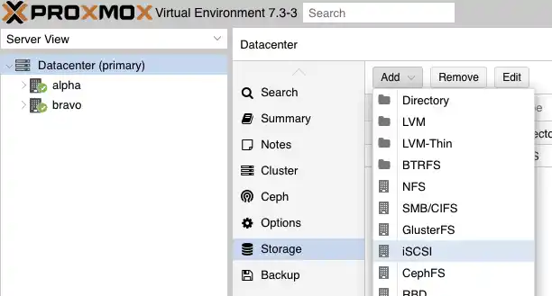 Proxmox: iSCSI LUN as Shared Storage