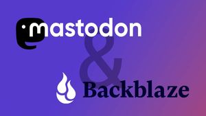 Hero image showing the Mastodon and Backblaze logos against a plain background